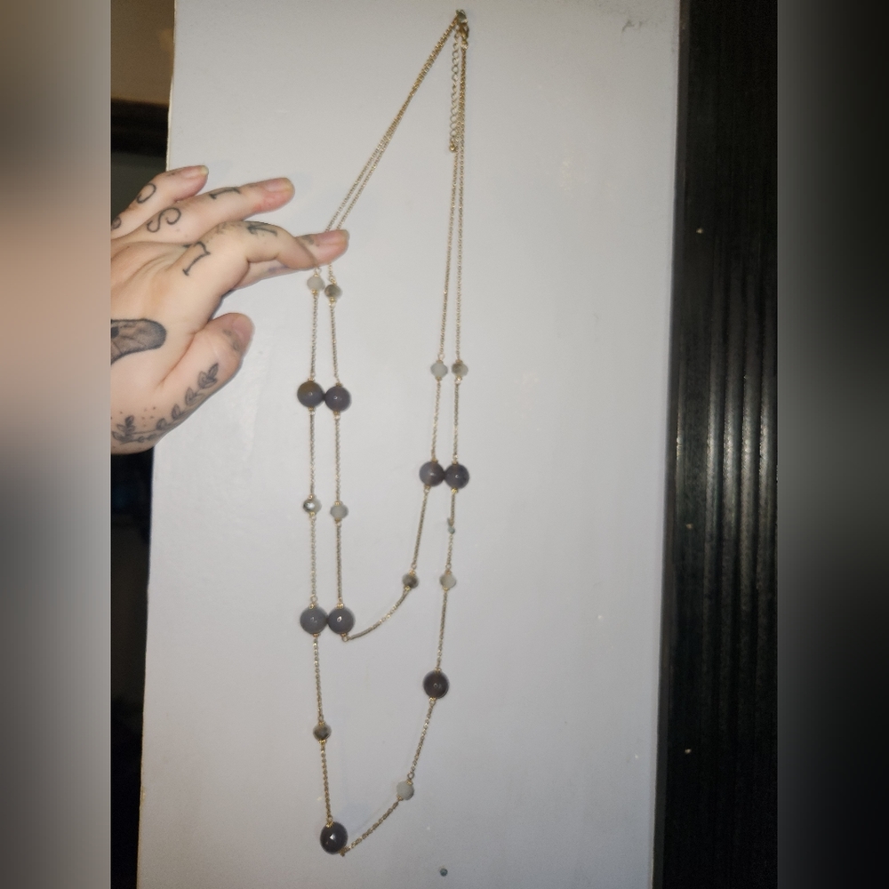 Time and tru beaded long layer necklace